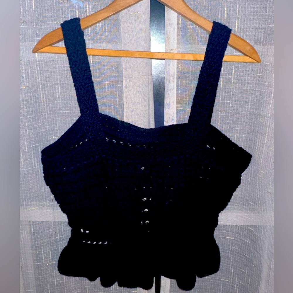 Black j. Crew cropped crochet sweater tank.